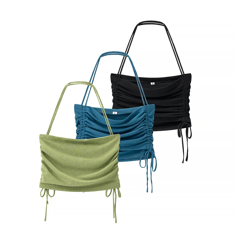 

European And American style women's Clothing New 2025 Fashion Versatile Solid Color Sleeveless Slimming Knit Strapless Top