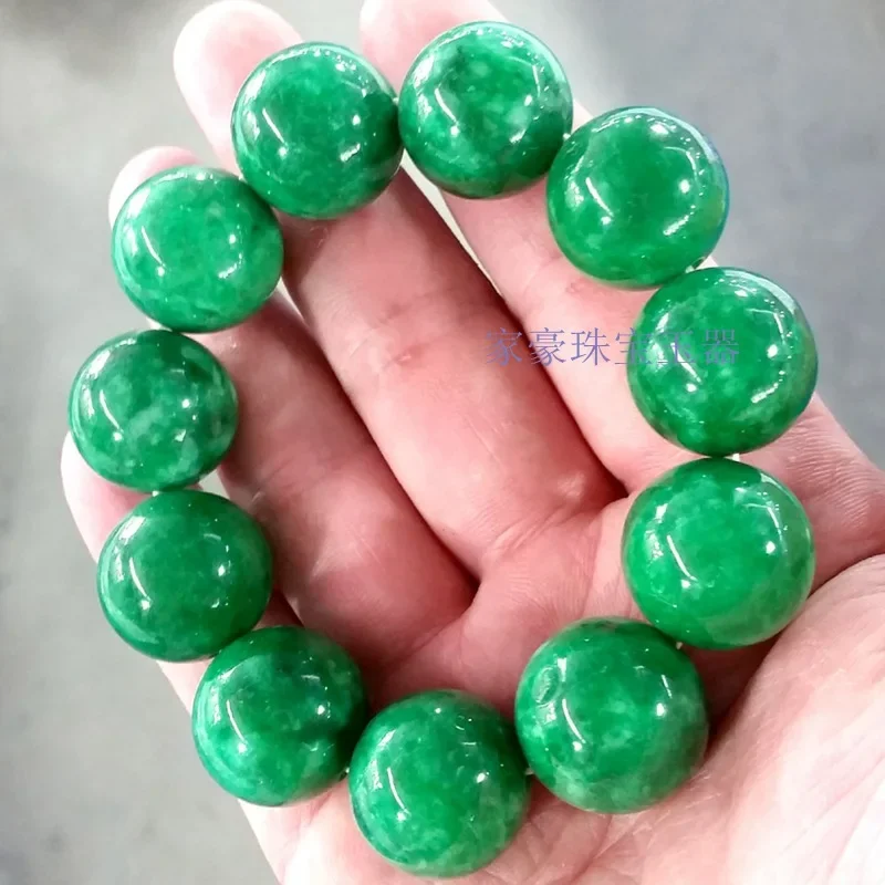 20mm Natural Myanmar Jadeite Green Jade Bracelet Men Women Healing Jewelry Genuine Grade A Burma Jade Big Bead Bracelets