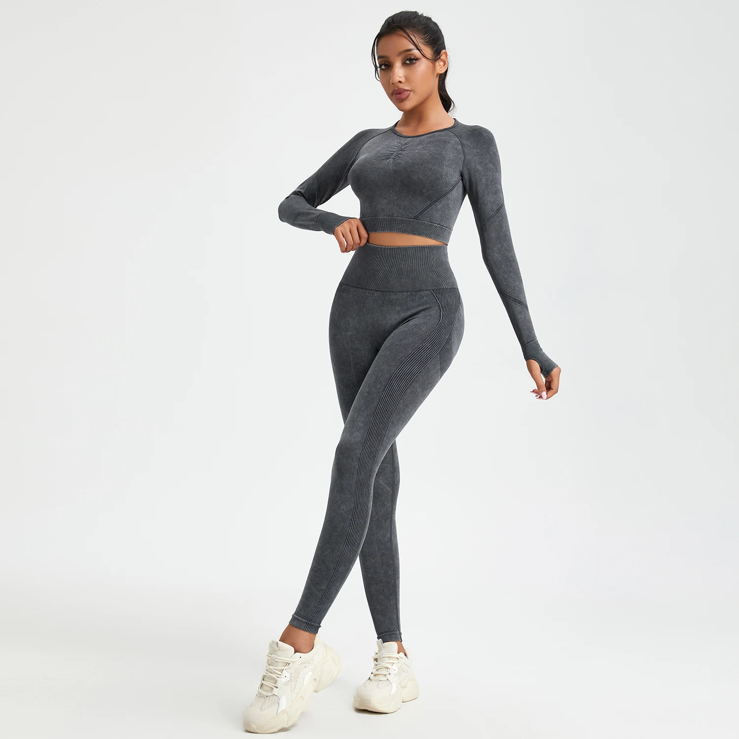 SALSPOR Wash Push Up Pants Suit for Fitness High Waist Athletic Seamless Sportswear Woman Gym Fashion Casual Sport Pants Suit