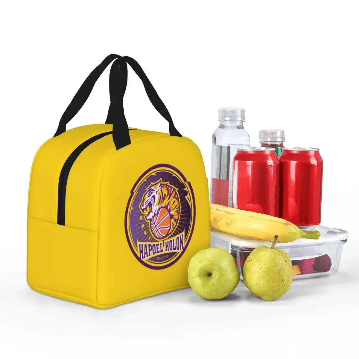 Hapoel Holon Basketball Lunch Bag Large Capacity Waterproof Thermal Insulation Food Storage Box School Work Adults Kids Unisex
