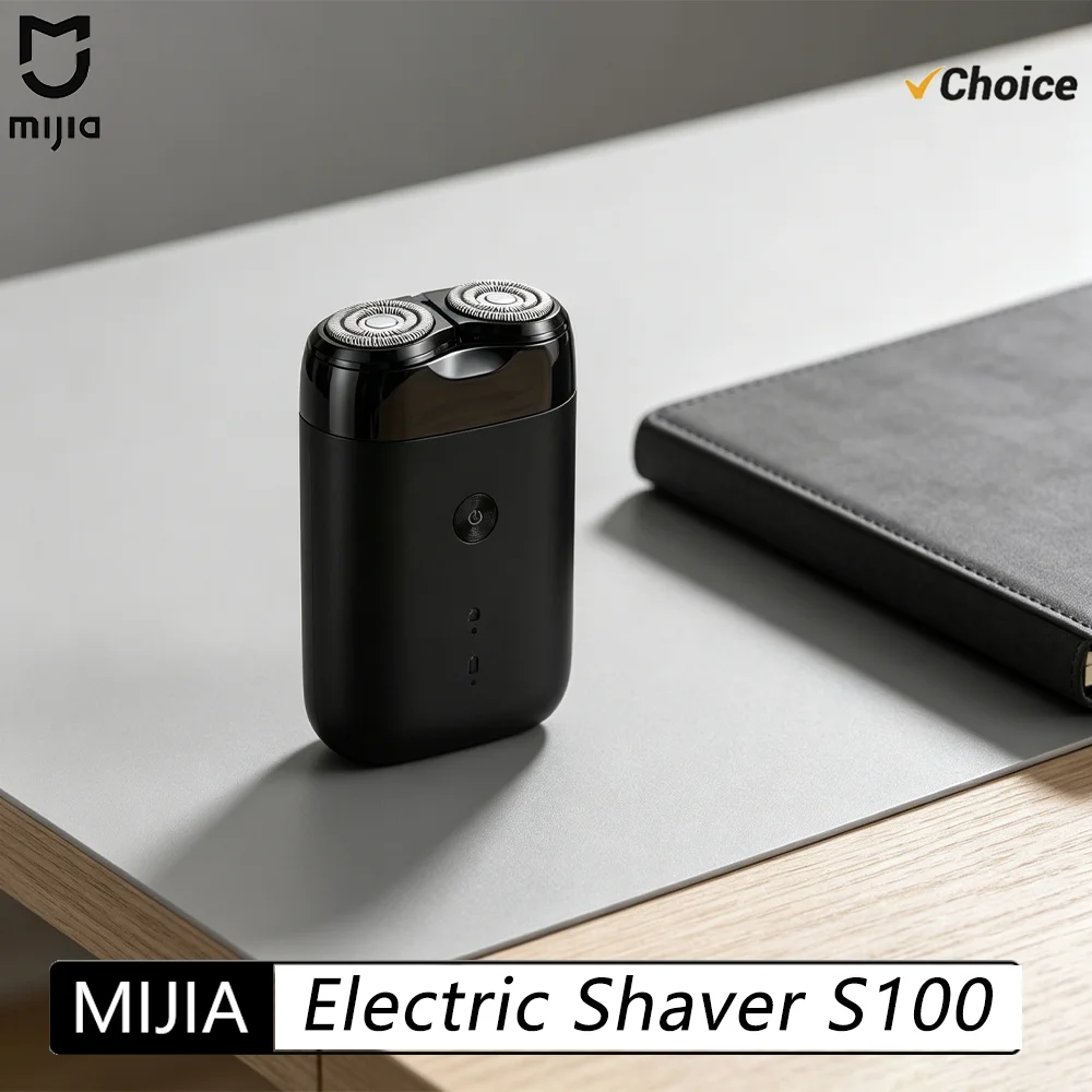 新しい-mijia-電気シェーバー-s100-ipx7-防水デュアルフローティングヘッドウェット-ドライシェービング-7200rpm-type-c-急速充電-90-分-usb-カミソリ