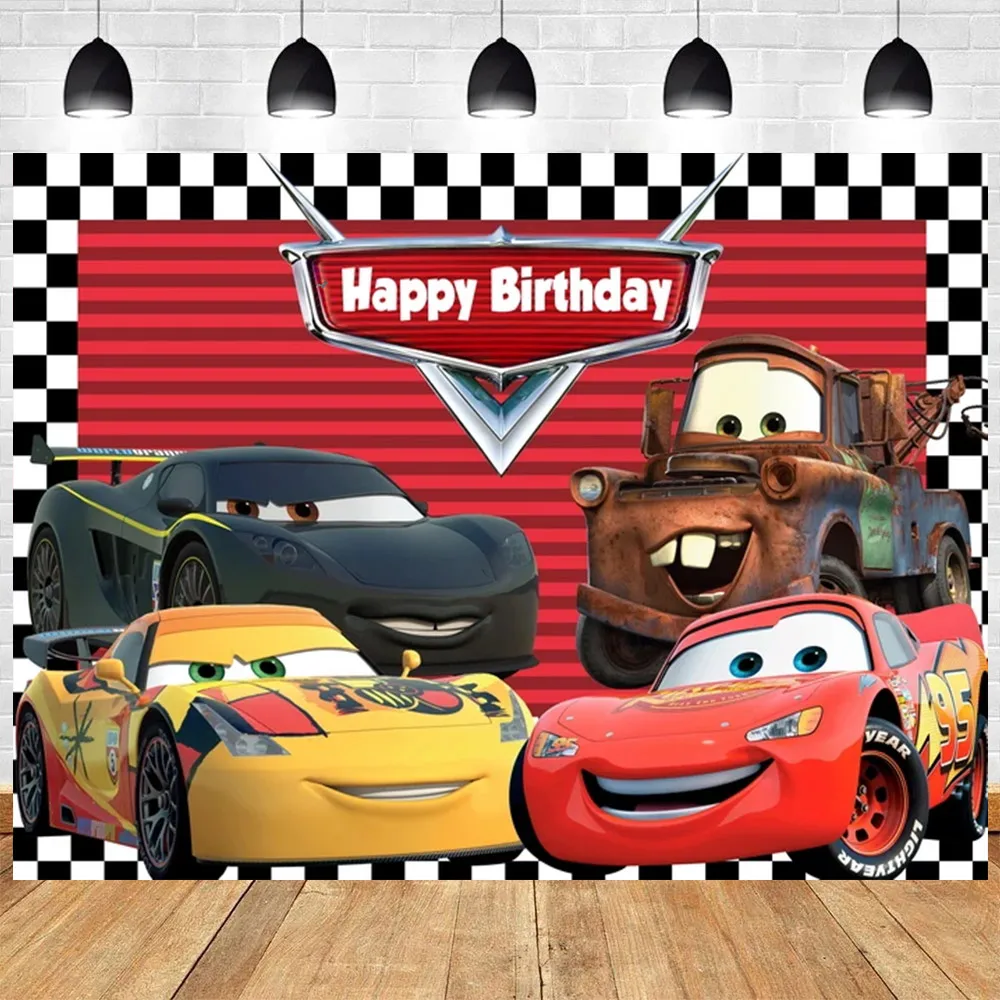 Filme mcqueen carros tema menino menina festa de aniversário fundo parede fotografia chá de bebê personalizado criança cartaz photo studio adereços