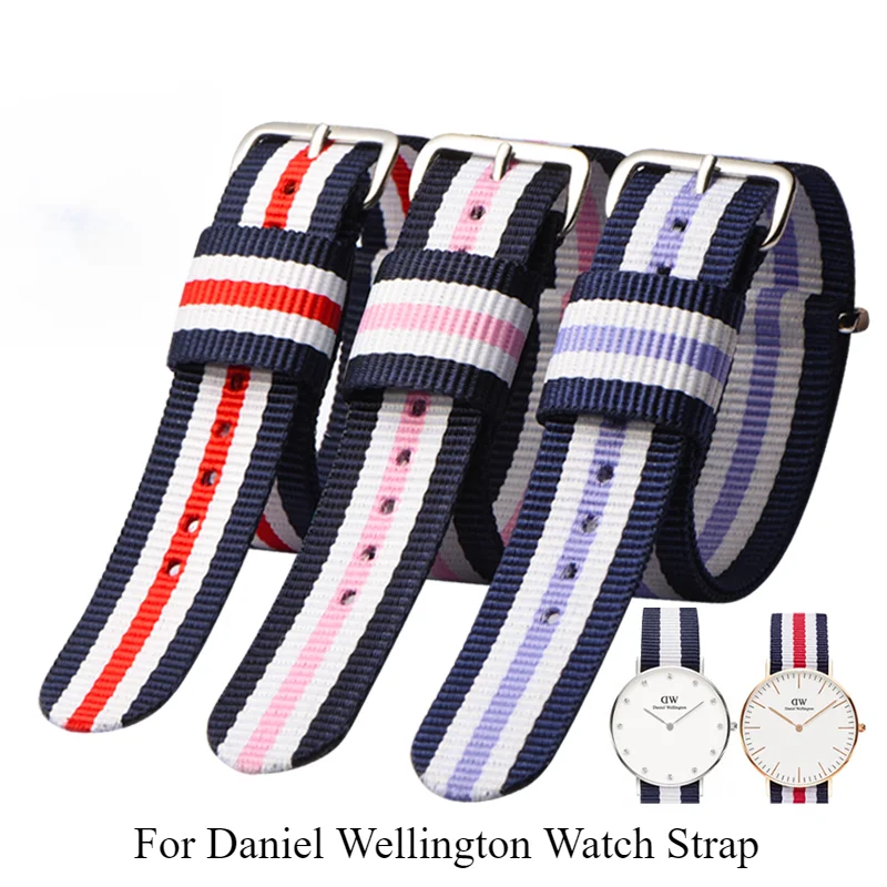 Breathable Nylon Watch Strap with Canvas Needle Buckle for Daniel Wellington Mido CK Rossini Watch Accessories 18 20 22m