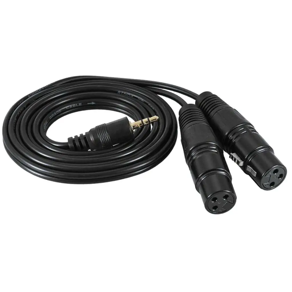 3.5mm TRS Male to Dual XLR Female Balanced Audio Cable, Black , Black, 1.