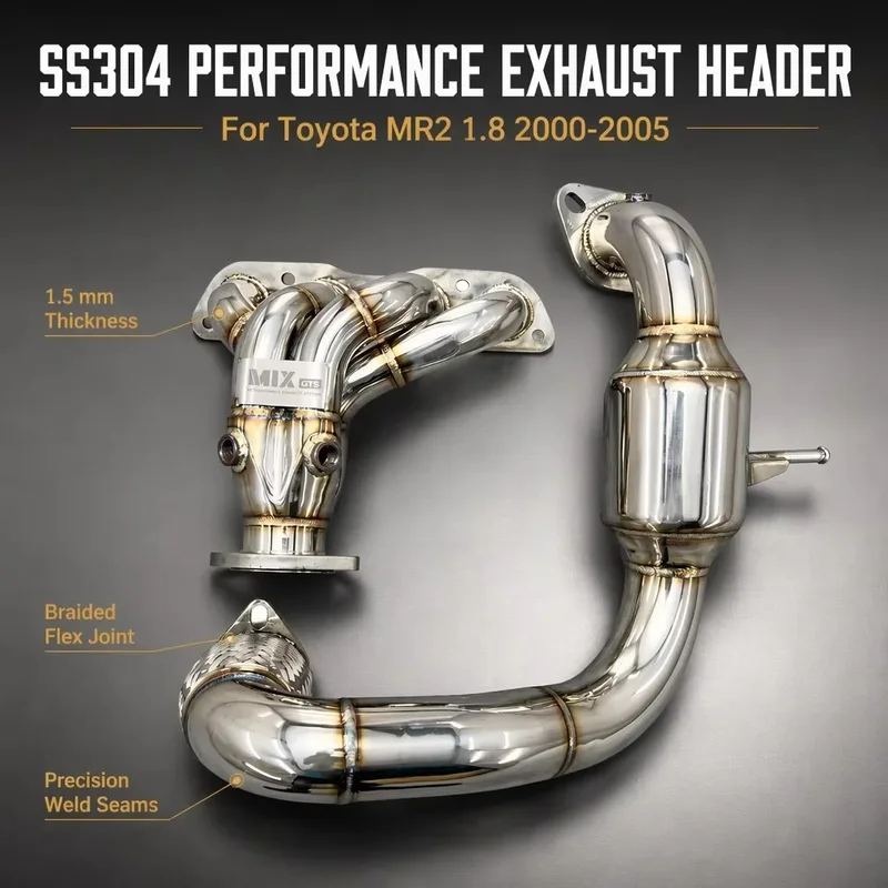 Perfectly Customized Performance Exhaust Manifold Header Specifically Designed for Toyota Mr2 Mr1.8 2000-2005