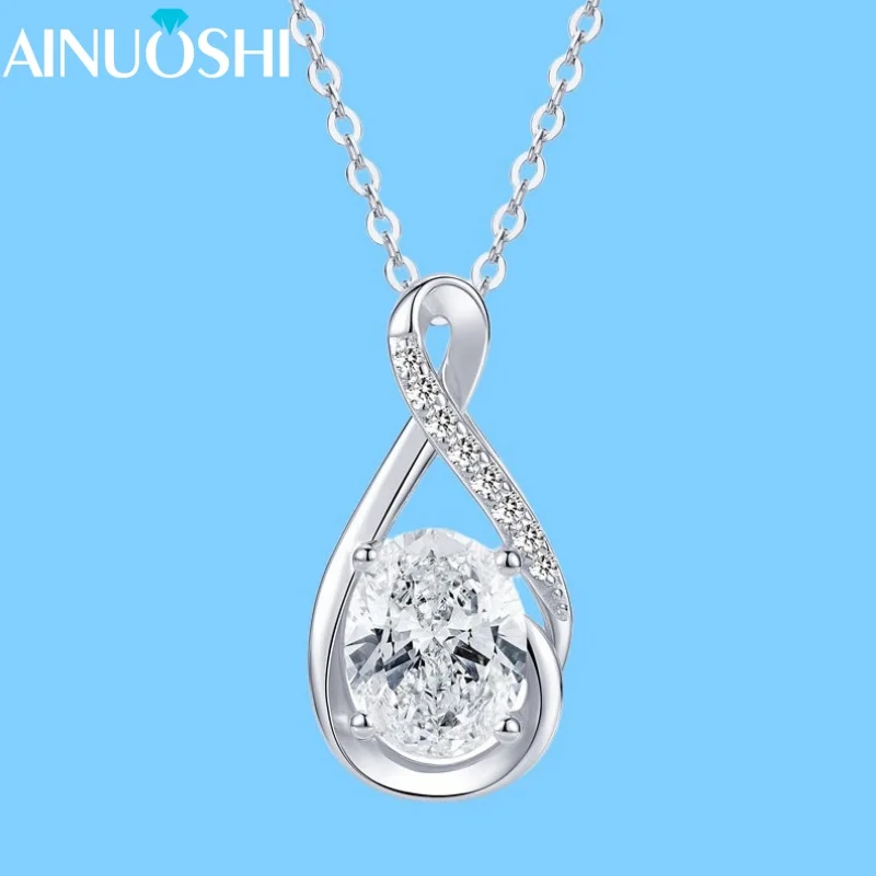 

AINUOSHI New D2.00CT Moissanite Sparkling Necklace S925 Real Silver O-Chain 50cm luxury Pendant Necklace Jewelry Christmas Gifts
