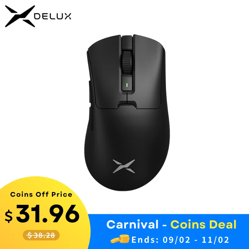Delux M900PRO 무선 게임용 마우스 인체 공학적 8K 폴링 속도 PAW3395 오른쪽 큰 손 PC 게이머를위한 63g...