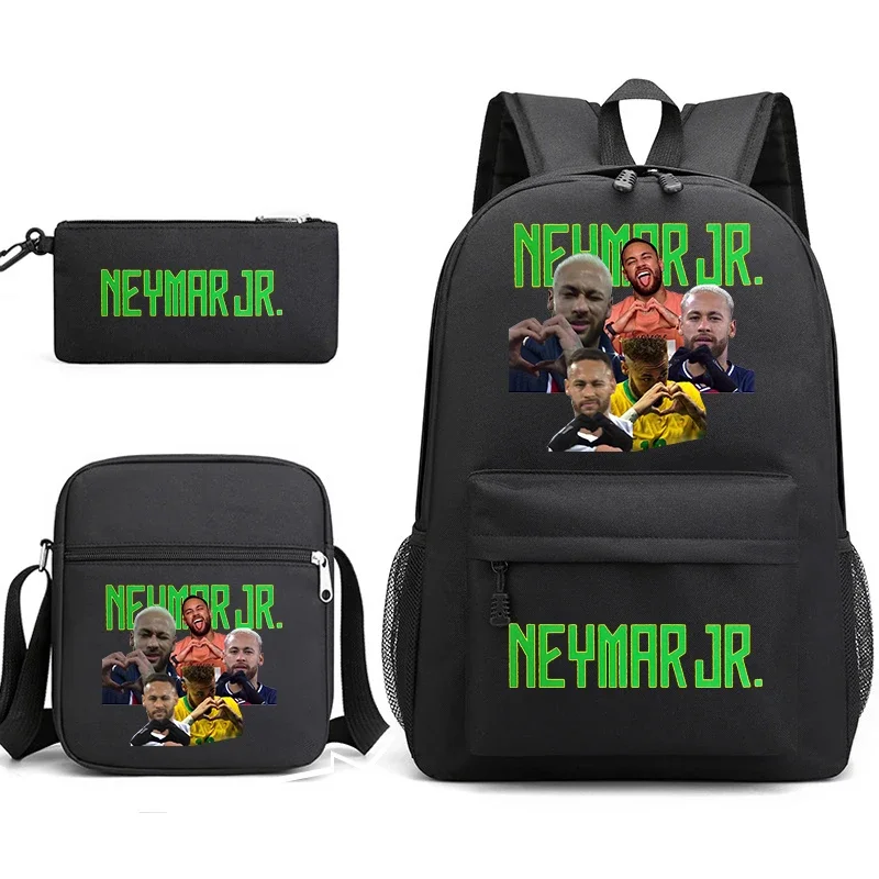 neymar avatar print student schoolbag set youth backpack shoulder bag pencil case 3-piece set