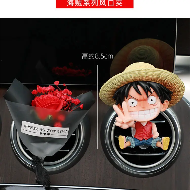 New One Piece Figure Car Air Outlet Perfume Clip Luffy Zoro Funny Cartoon Creative Car Decorative Ornament Pendant Toy Gift