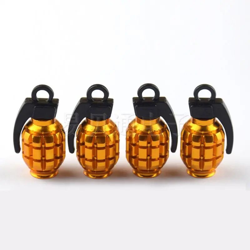 4pcs Car Tire Valve Cap Grenade Alloy Tyre Valve Stem Cover Air Dust Cap Tire Valve Truck Bike Wheel Rim Valve Stem Cap Aluminum