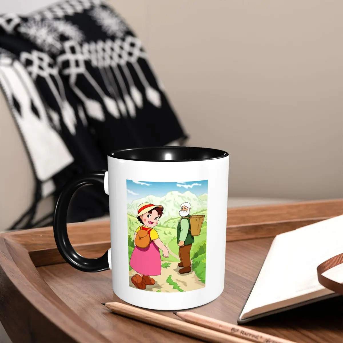 Anime Heidi Girl Of The Alps Peter Grandpa Mug Funny Ceramic Coffee Cups Tea Mugs Milk Cup Drinkware Gift for Friends
