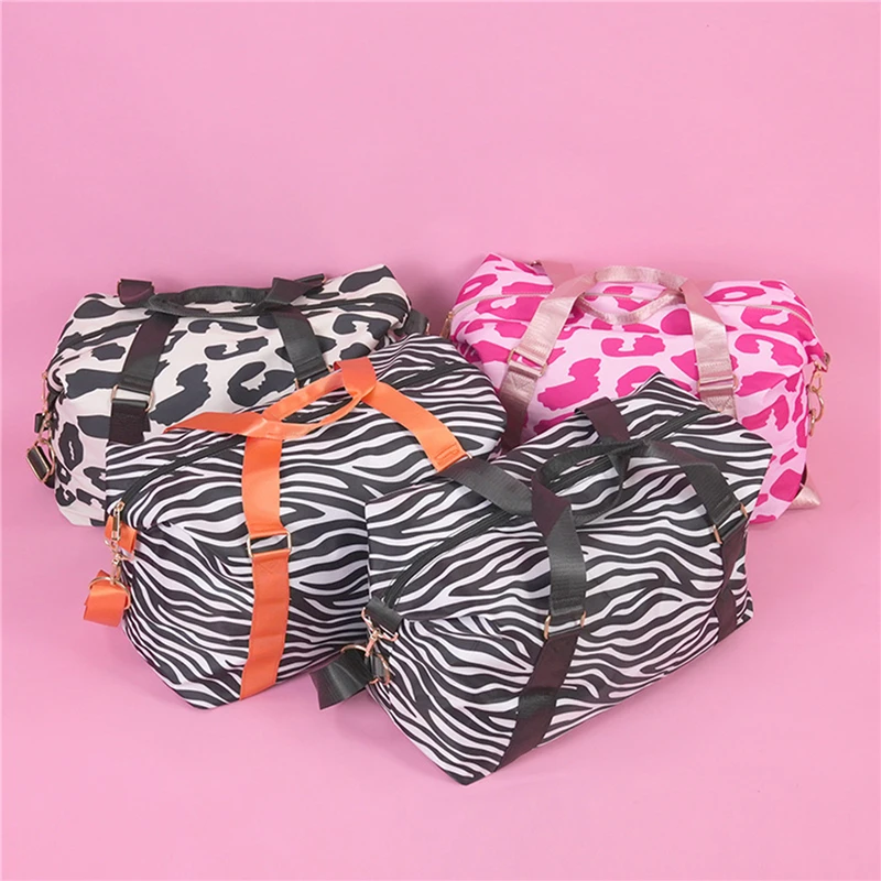 Bolsa de viaje con estampado de vaca para mujer, bolso de mano de alta capacidad de leopardo, ideal para gimnasio y Fitness, con separación húmeda y seca