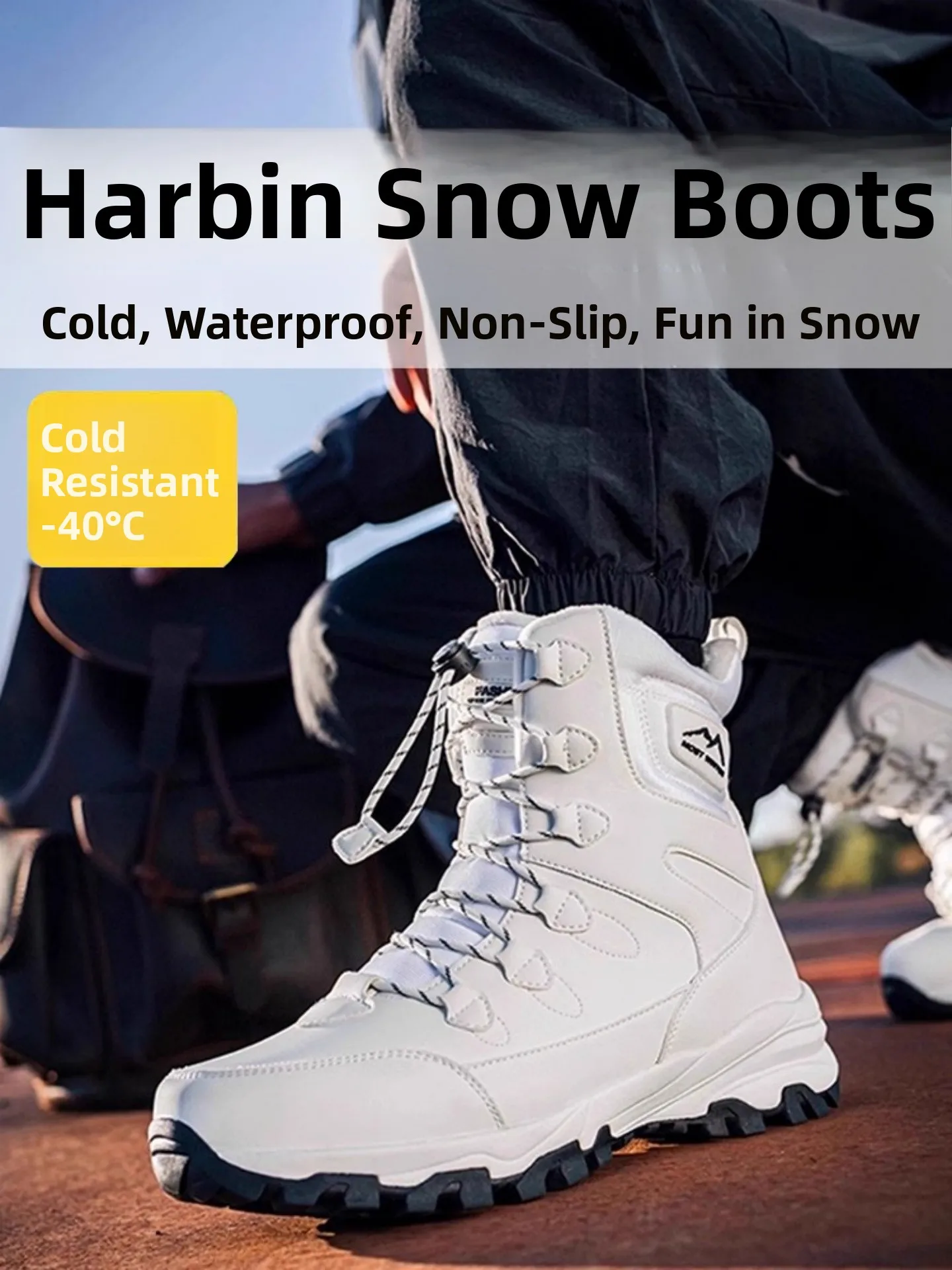 

Зимние зимние ботинки Thiened для мужчин и женщин, теплые противоскользящие водонепроницаемые морозостойкие ботинки Harbin Big Cotton oes Outdoor Cam...