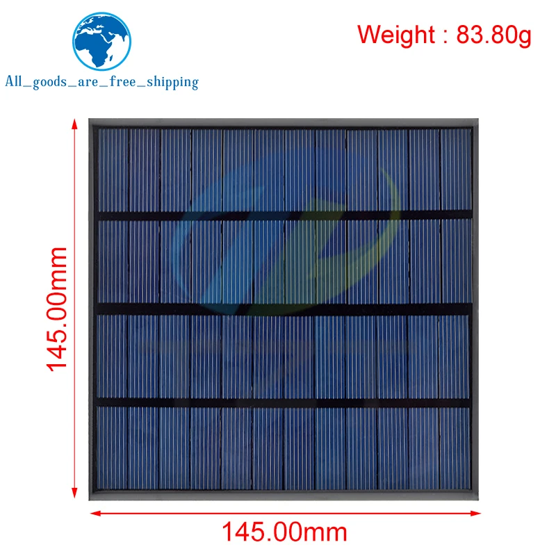 TZT 12V 250mA 3W Solar Panel Polycrystalline 145*145MM Mini Sunpower Solar System DIY for Battery Cell Phone Charger