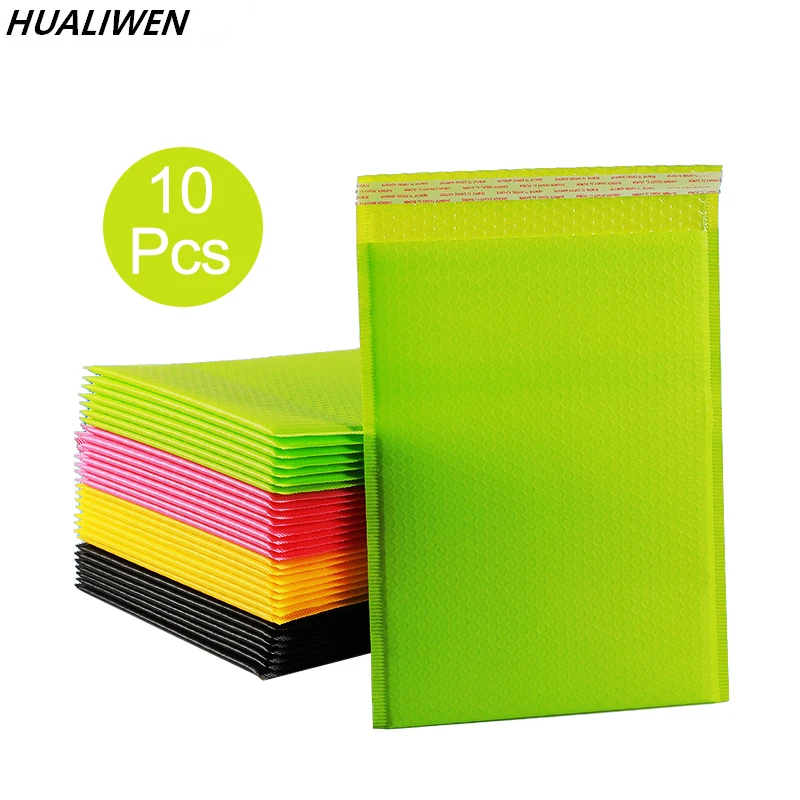 10pcs Bubble Mailers Poly Bubble Mailer Self Seal Padded Envelopes Gift Bags Green/Pink Black/Yellow Packaging Bags for Business