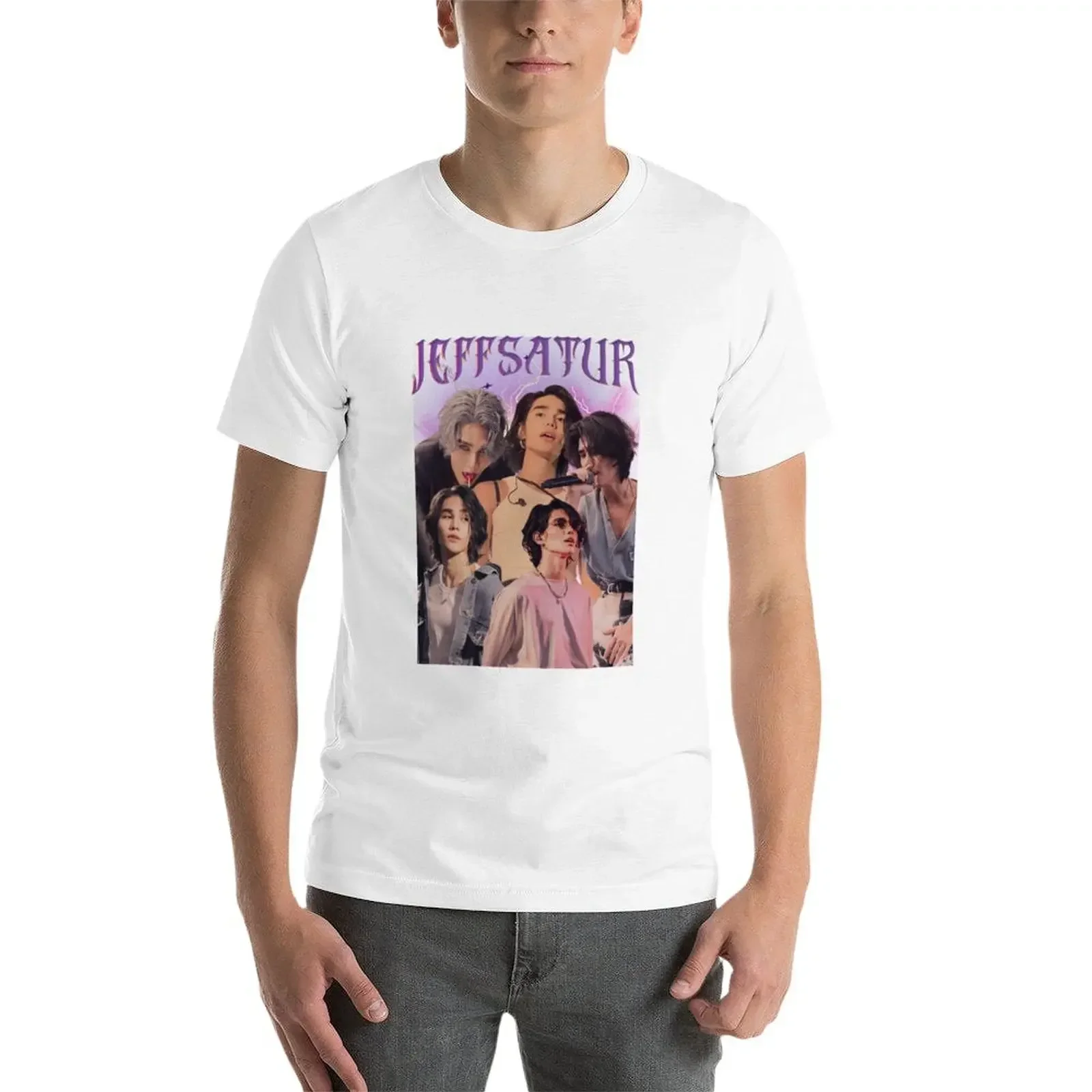 New Thai singer actor jeff satur T-Shirt man clothes black t shirt plain black t shirts men