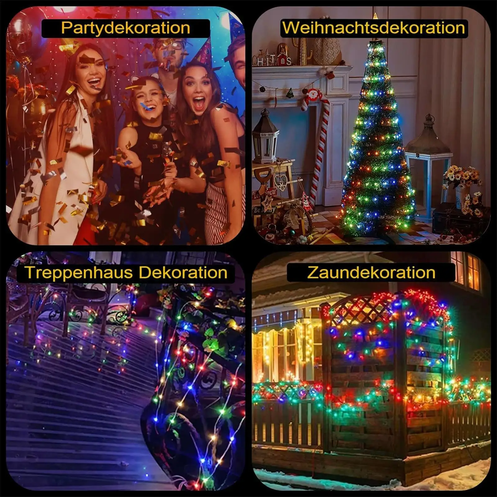 أضواء LED الجنية 32.8Ft زينة عيد الميلاد سلسلة أضواء داخلي الموسيقى الاستشعار زينة الحفلات لغرفة المعيشة ساحة داخلي #5
