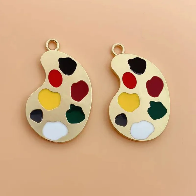 10pcs Enamel Charms Paintbrush Paint Pallet for Jewelry Making Earring Pendant Bracelet Necklace Accessories Diy Craft Supplies
