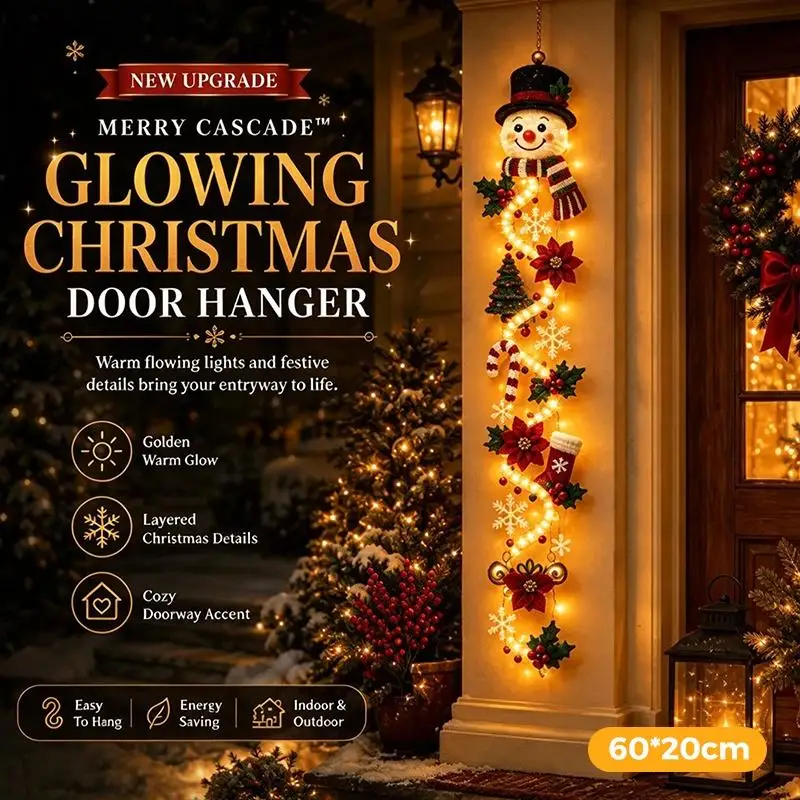 Kerstmagische wandlamp – LED-lichtgevende kerstdecoratie voor de muur, kerstman met slee en rendieren, hangdecoratie voor feestjes.