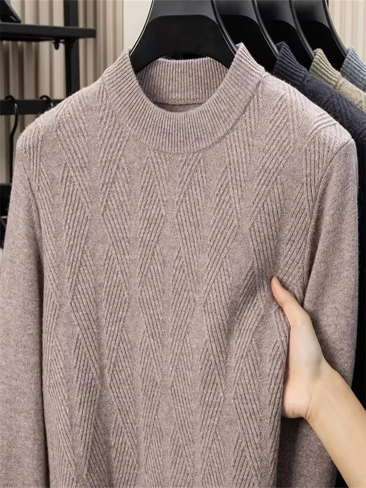 

100% Sheep Wool Sweater Men 2025 Autumn Winter Fashion Cashmere Wool Clothes Long Sleeve Thick Warm Knitwear Pullovers