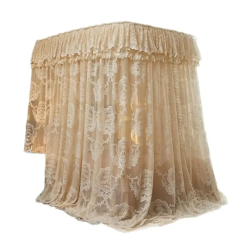 Princess wind mosquito net household bedroom three doors bed mantle floor track bracket bed curtain