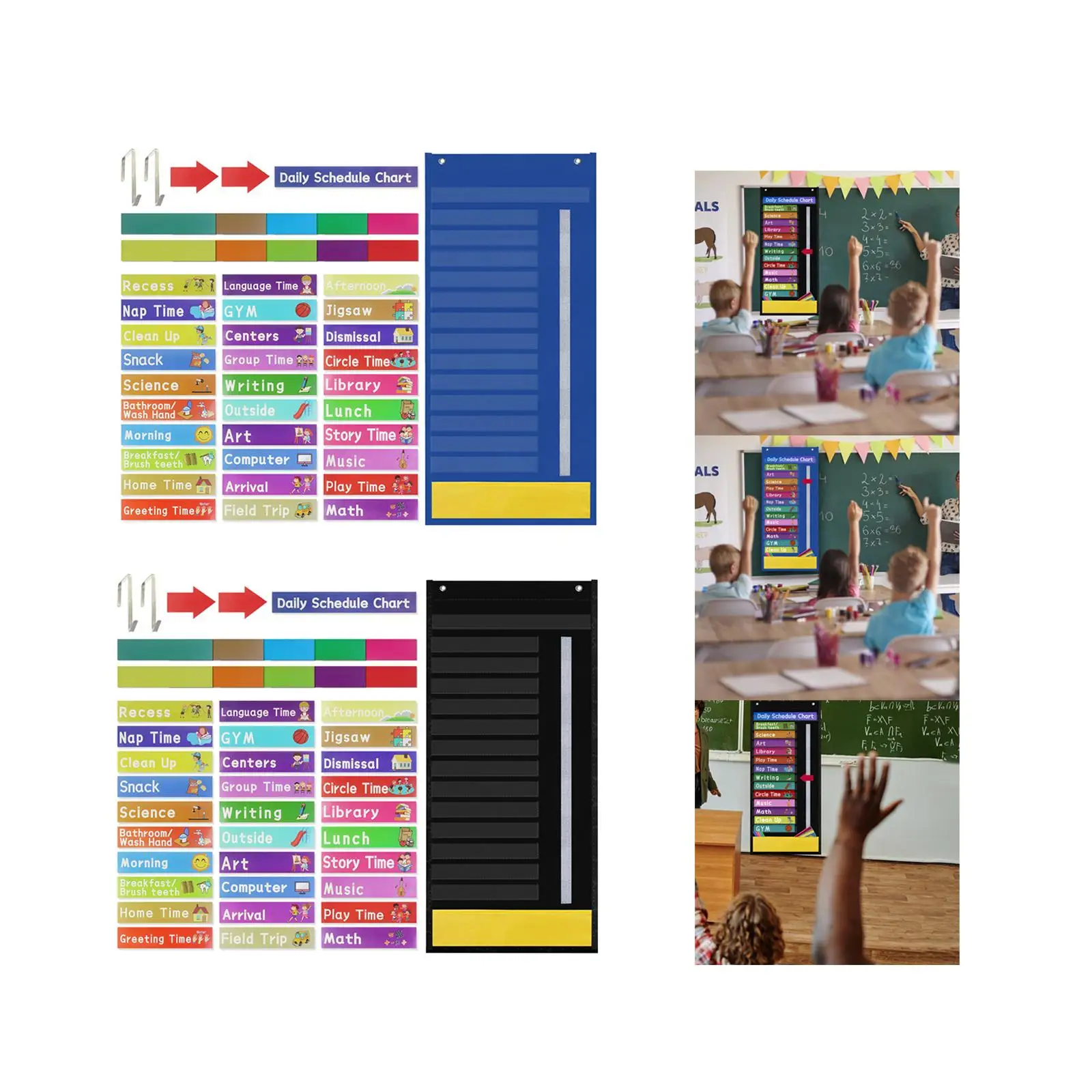 Decorative Schedule Chart Scheduling Pocket Chart with with 41 Activity Cards Educational Charts Daily Schedule Chart for Kids