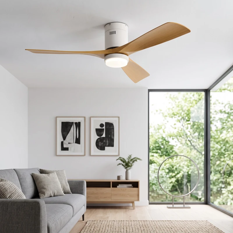 36/42/52 Inch Low Floor 3 Blade DC Ceiling Fan with LED Light and Remote Control for Coffee Shop Home Hotel Office