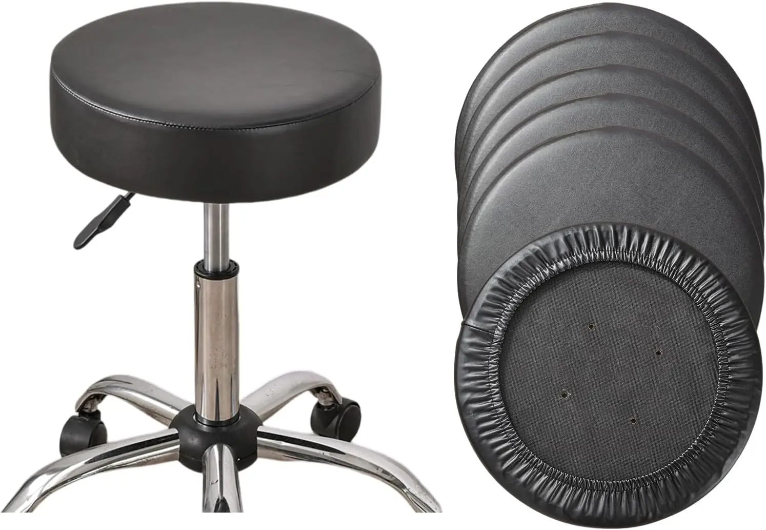 

Bar Stool Cover Waterproof Round Seat Cushion Cover Stretch Barstool Slipcovers Set Of 6 Pu Leather Bar Chair Covers With Non