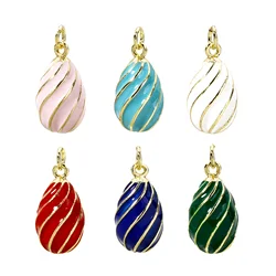 1pc New Brass Easter Day Charms Gold Color Egg Spiral Multicolor Enamel Pendant DIY Necklace Women Jewelry Findings 22mm x 11mm