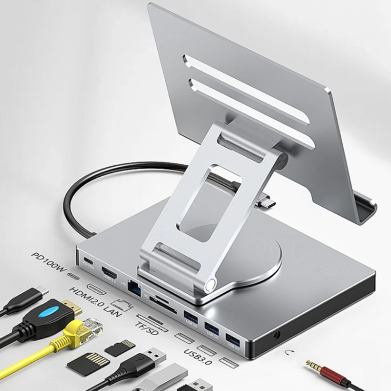 K1AA 8/9 في 1 USB C محطة الإرساء للأجهزة اللوحية USB C النوع C إلى 4K 60Hz 5GBPS