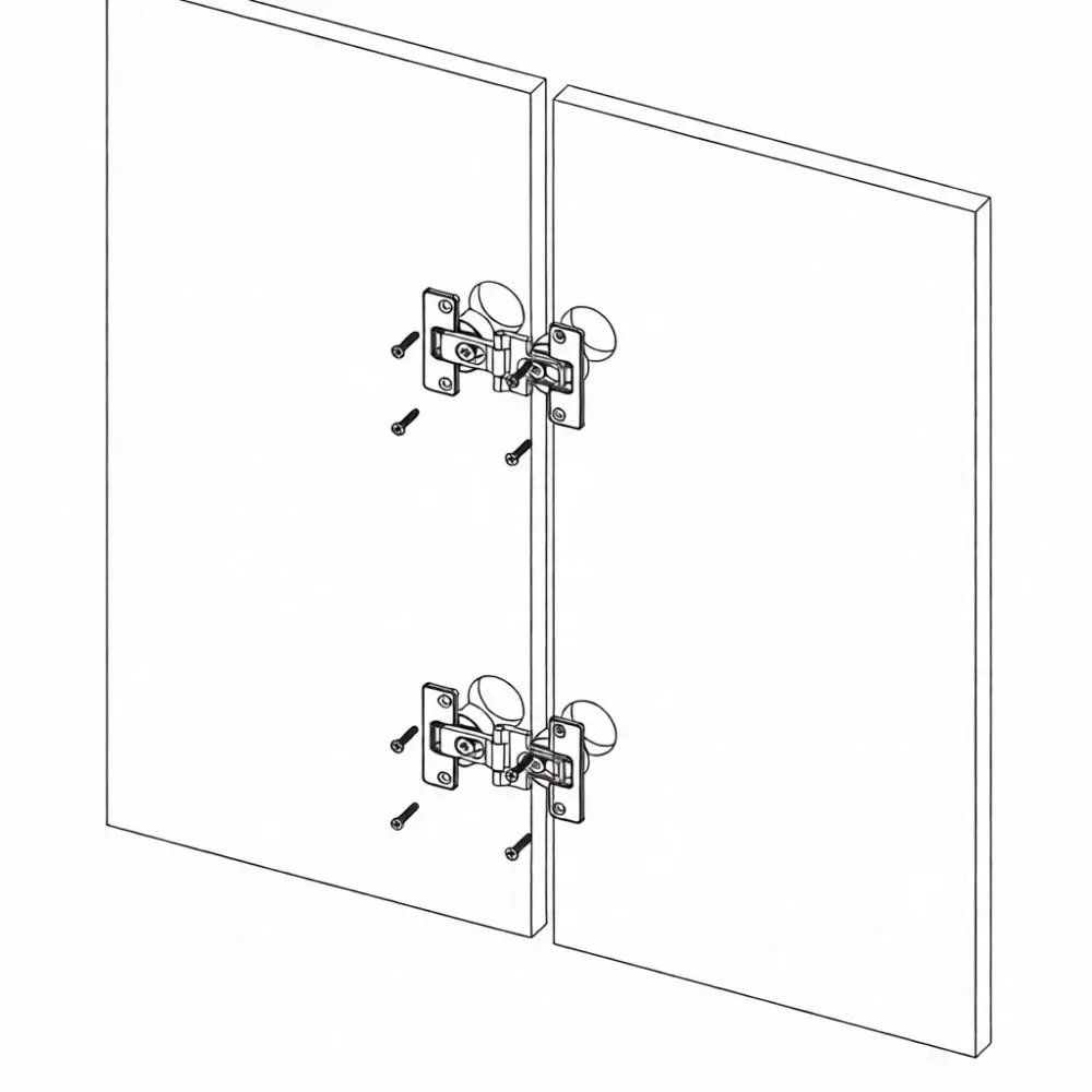 For HITE Double Cup Furniture Hinge Zinc Alloy Folding Door Hardware 180 Degree Flat Opening Without Spring Smooth Cabinet Hinge