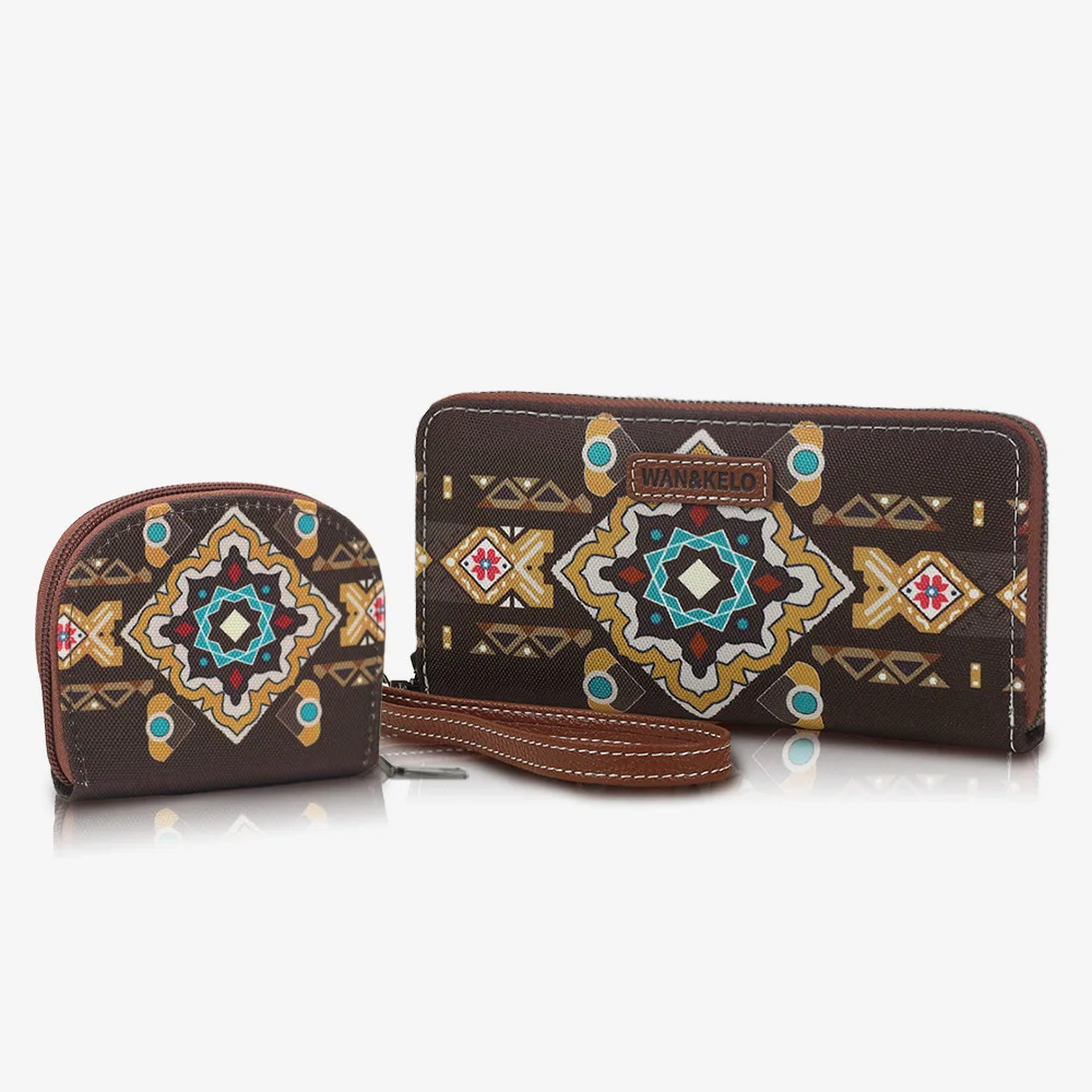 

Vintage RFID Long Wallet for Women Bohemian Style Print Small Zipper Card Holder Purse Canvas Waterproof Ladies Wallet Phone Bag