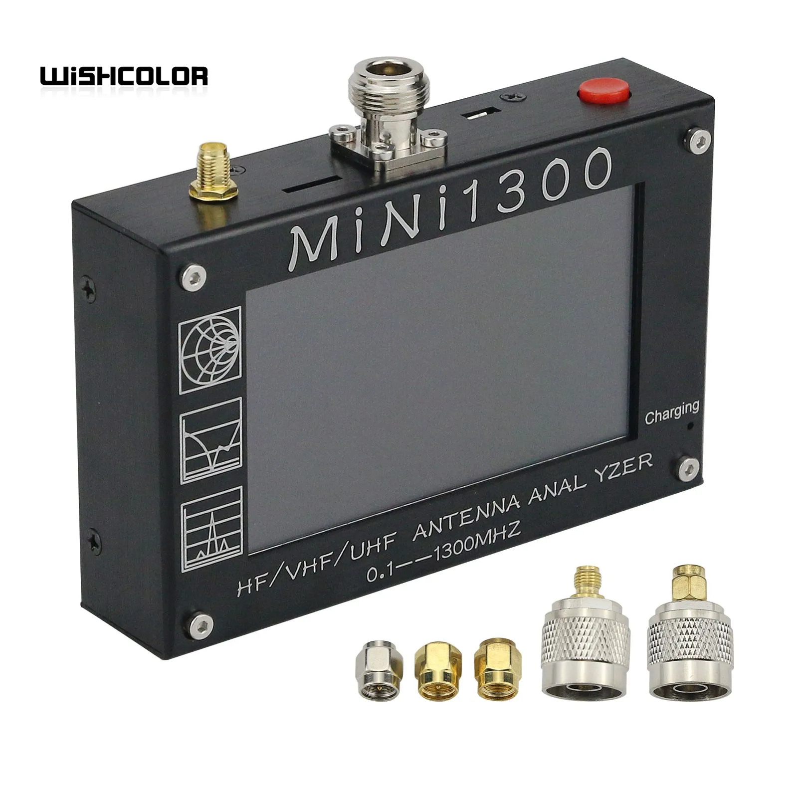 HamGeek Mini1300 0.1-1300MHz HF/VHF/UHF Antenna Analyzer with 4.3" Touch Screen Aluminum Alloy Shell