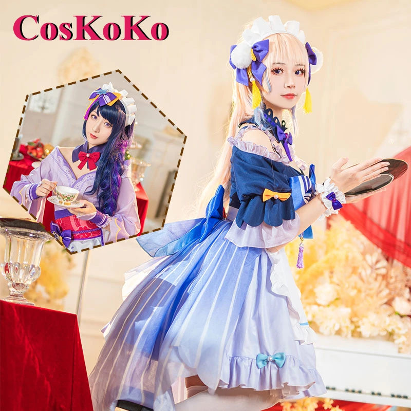 【In Stock】CosKoKo Sangonomiya Kokomi Cosplay Anime Game Genshin Impact Costume Gorgeous Maid Dress Halloween Role Play Clothing