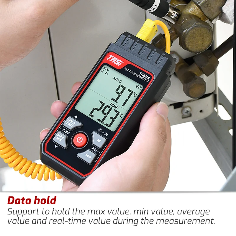 TASI TA611A TA611B Digital Thermocouple Thermometer K/J Type, for Contact Temperature Testing with LCD Display in C/F
