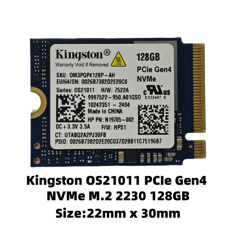 Kingston 128GB Gaming M.2 2230 PCIe 4.0 NVMe محرك الأقراص الصلبة الداخلي (SSD) - متوافق مع سطح البث والكمبيوتر المحمول وسطح المكتب - OEM