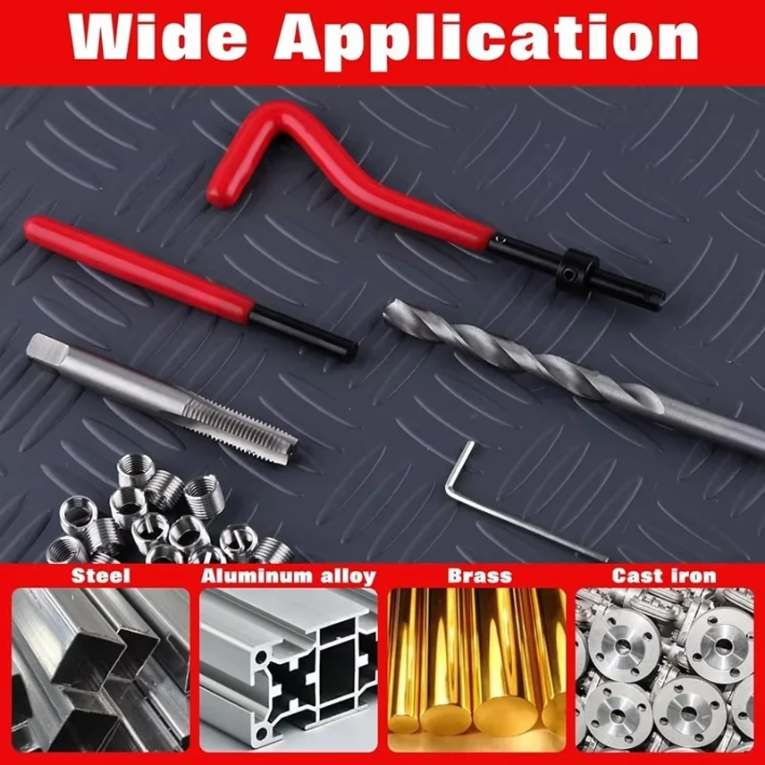 25-Piece Thread Repair Tool M5/M6/M8/M10/M12 For Repairing Damaged Thread Wrench Thread Repair Drill Kit