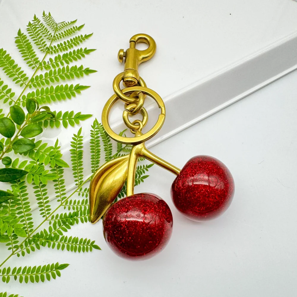 Trendy Red Cherry Pendant Keychain for Women Cute Bag Decorations Multifunctional Jewelry Car Key Accessories Charm Keyring Gift