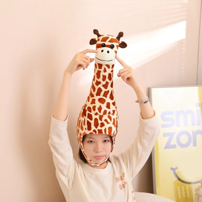 3D Giraffe Animal Hat Plush Headgear Birthday Party Hat Role Play Costume Caps