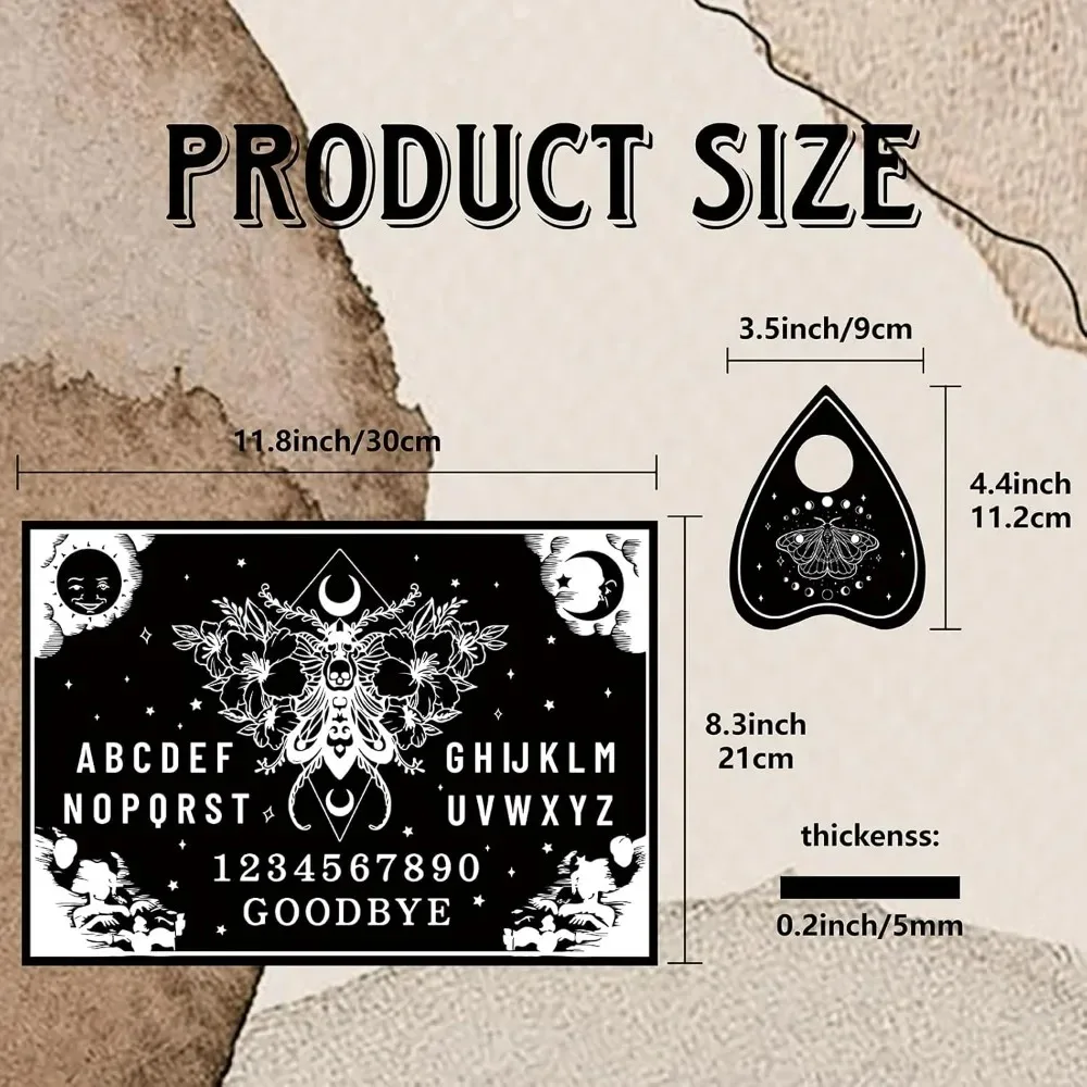 木製振り子ボード、木製トーキングボード（プランシェット付き）、黒のダウジング占いキット、ハンティング製作キット