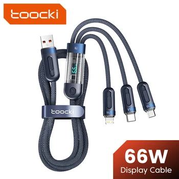 Toocki 3 in 1 USB ケーブルマイクロ USB タイプ C ケーブル 66 ワット高速充電デジタルディスプレイコード iPhone 15 14 サムスン S23 Xiaomi Huawei 社