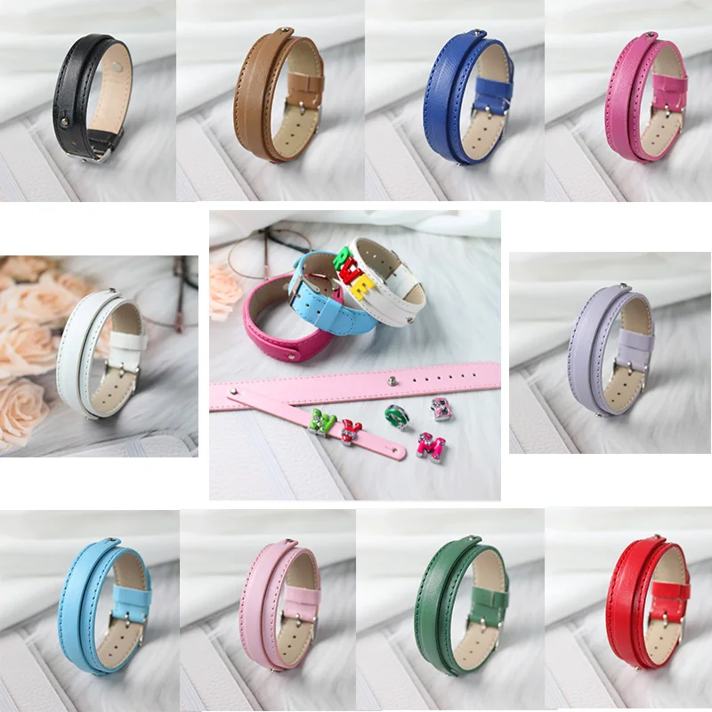 30 szt. Bransoletka z PU skóry 18mm dla kobiet, przesuwane zawieszki z literami, pasek do wyrobu biżuterii, opaska na nadgarstek, bransoletka męska, obroża dla zwierząt, breloczek do kluczy