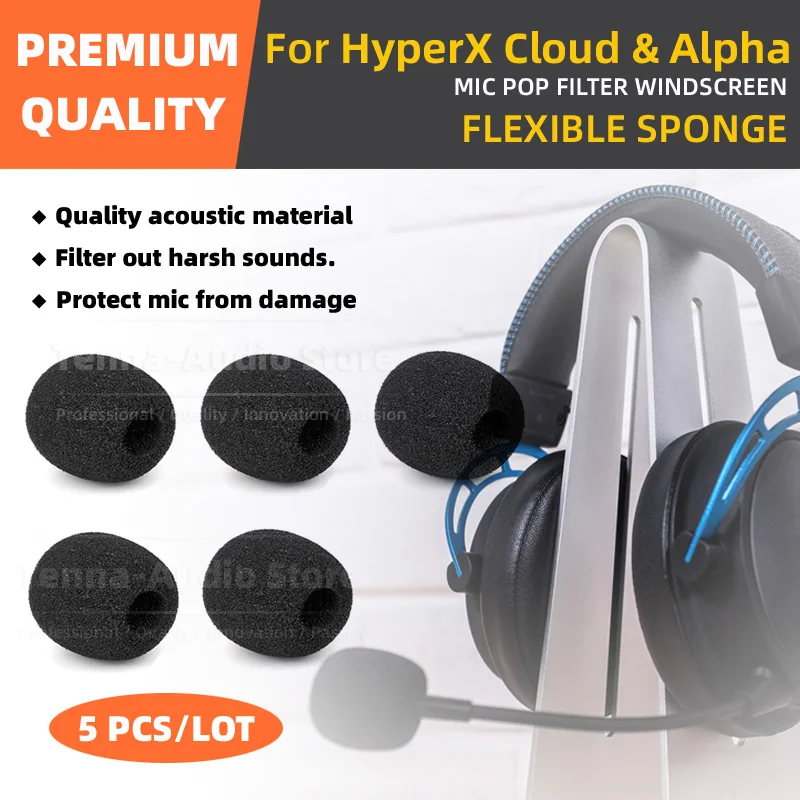 

For Kingston HyperX Cloud II 2 Alpha S Headphone Mic Pop Filter Cover Windshield Pro Headset Microphone Sponge Windscreen Foam