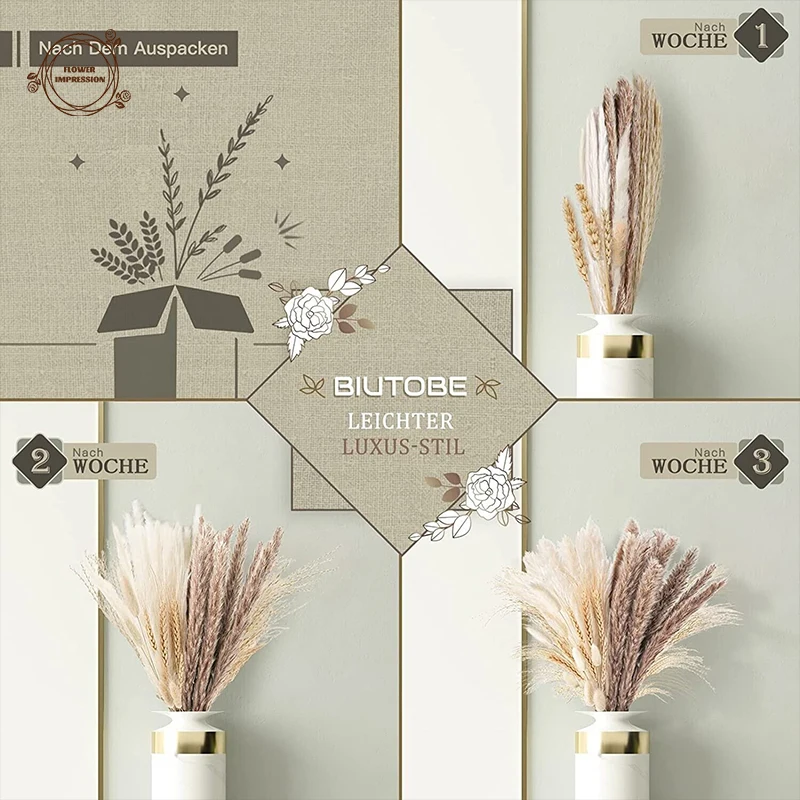 Natural Pampas Grass Dried Flowers Bunny Rabbit Tails Wheat Spikes Bouquet Boho Home Decor Wedding Party Supplies Flores Secas