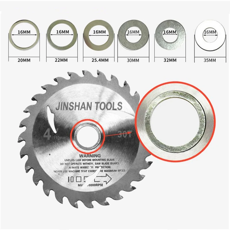 Saw blade variable diameter ring 16 turns 20/22/25.4/30mm angle grinder inner hole washer blade variable diameter ring saw blade