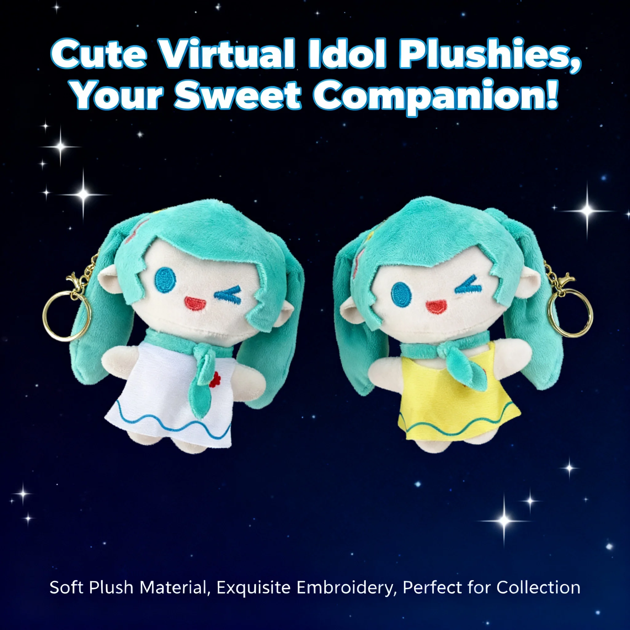 

Cute Hatsune Miku Plush Doll Keychain Anime Cartoon Bag Charm Stuffed Animal Toy Kawaii Mascot Figure Pendant for Backpack
