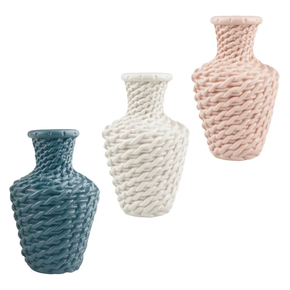 

3Pcs Contemporary Flower Vase Fine Material Plastic Vase Easy to Match Home Office Decoration Desktop Display Piece