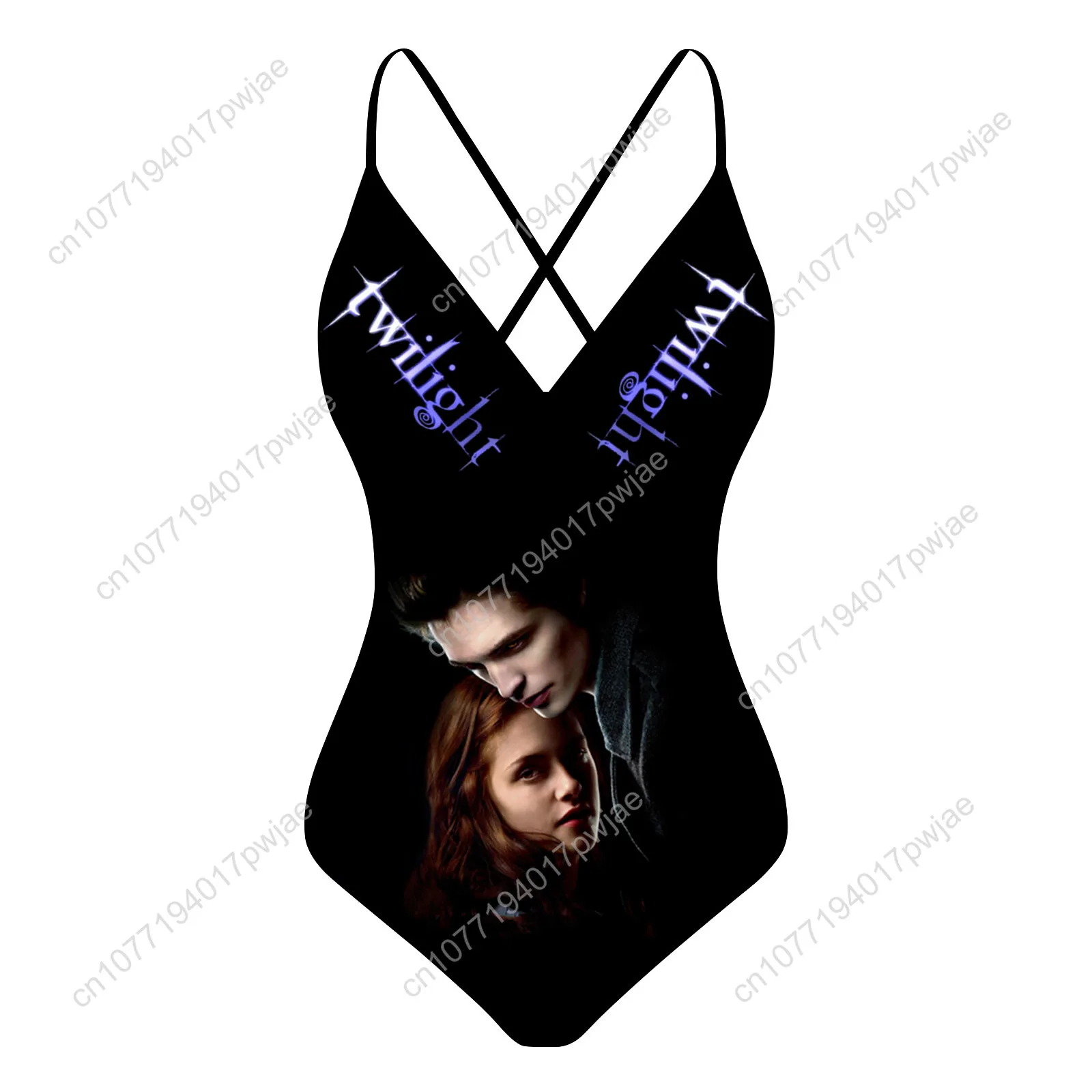 Twilight Movie Edward Bella Custom V-neck Halter Back Swimsuit Womens Bathing Suits Bikini Pool Beach Sexy Swimwear Beachwear
