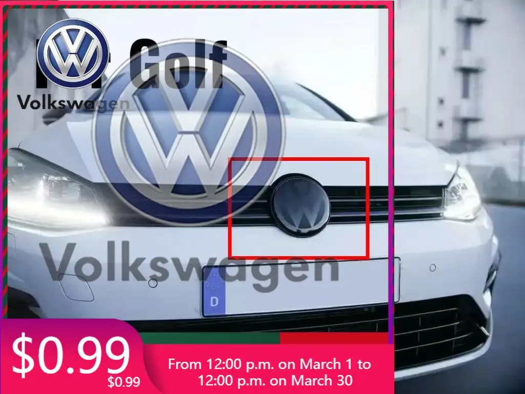 

For VW Volkswagen Car Sticker 2pcs Front and Rear VW Golf 6/Golf 7/Golf 7.5/Golf 8 Not Affect ACC Modified Black Label Flat