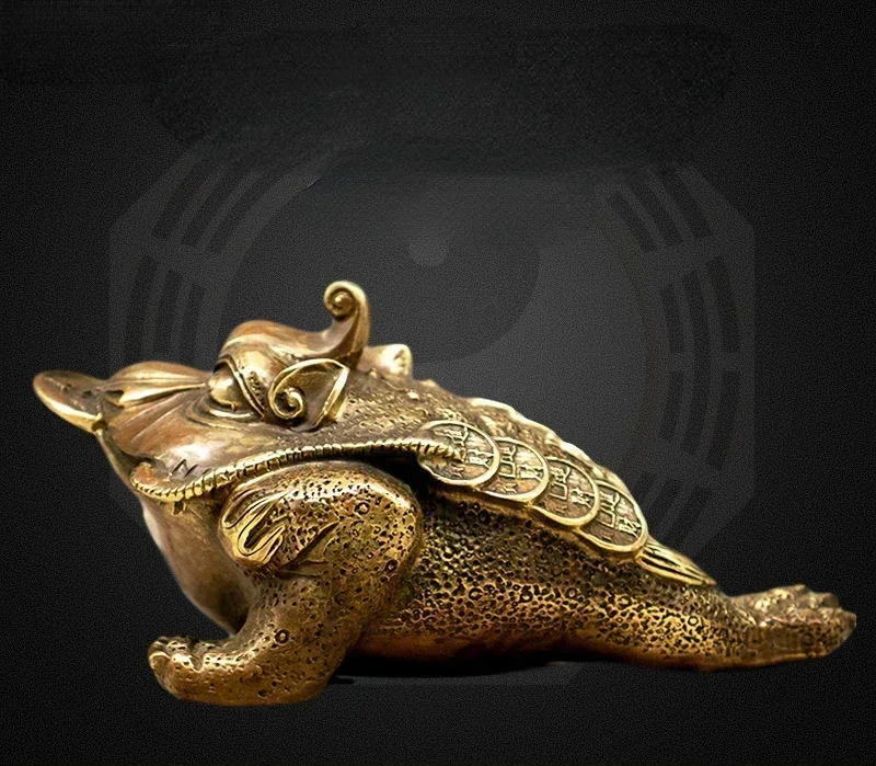 

lucky Copper Animal Three Legged Golden Toad Ornament Living Room Decoration